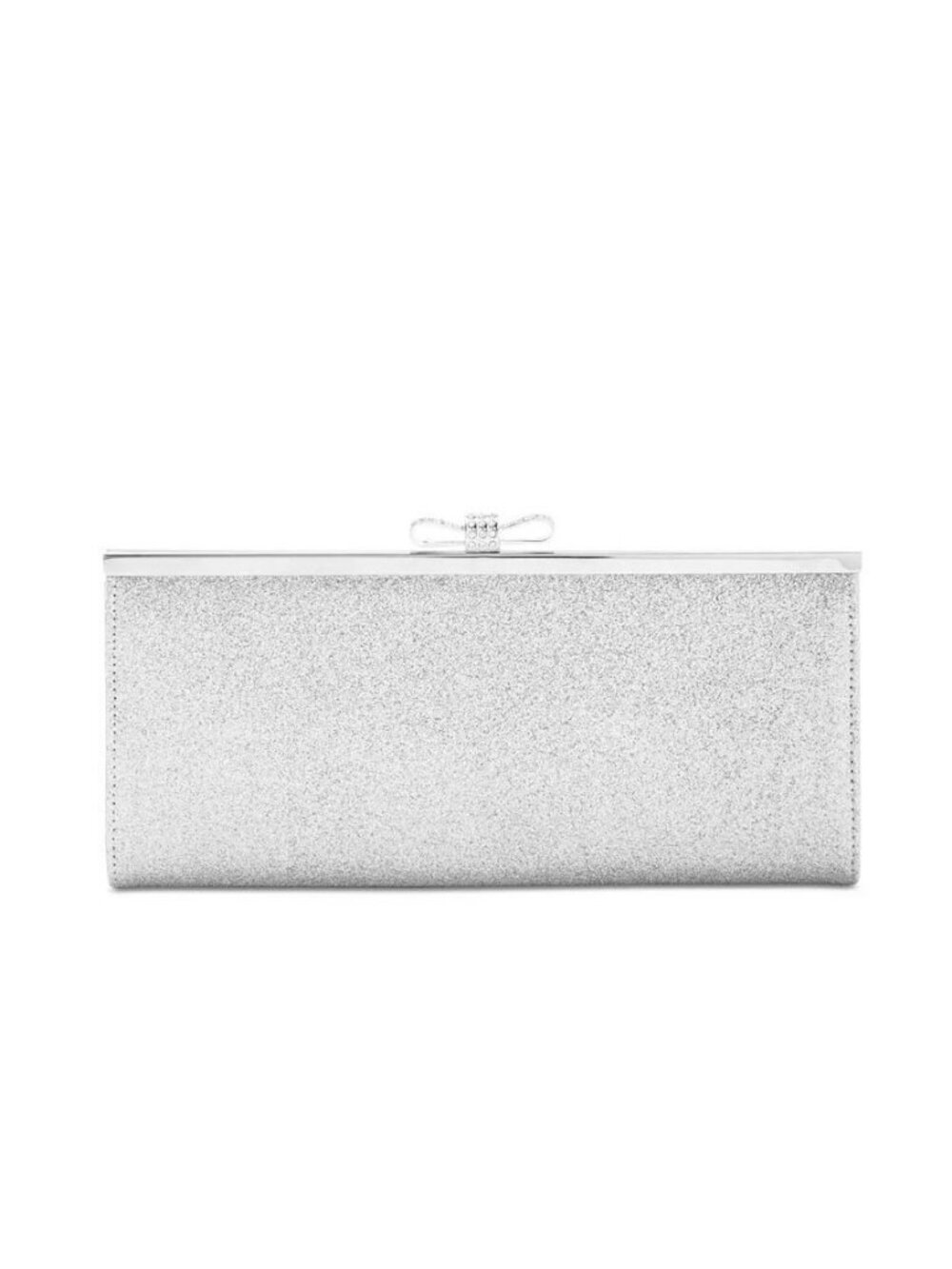 INC International Concepts Carolyn metallic glitter clutch evening bag-Silver